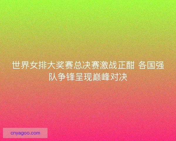 世界女排大奖赛总决赛激战正酣 各国强队争锋呈现巅峰对决 世界女排大奖赛总决赛激战正酣 各国强队争锋呈现巅峰对决